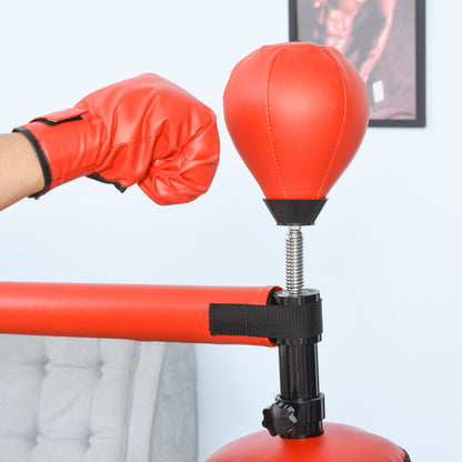 HOMCOM 155-205cm 3-IN-1 Freestanding Boxing Punching Bag Stand, Boxing Speed Trainer with Rotating Flexible Arm, Speed Ball, Fillable Base