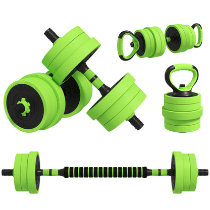 SPORTNOW 20kg Four-In-One Adjustable Weight Dumbbells Set, Barbell, Kettlebell, Push Up Stand