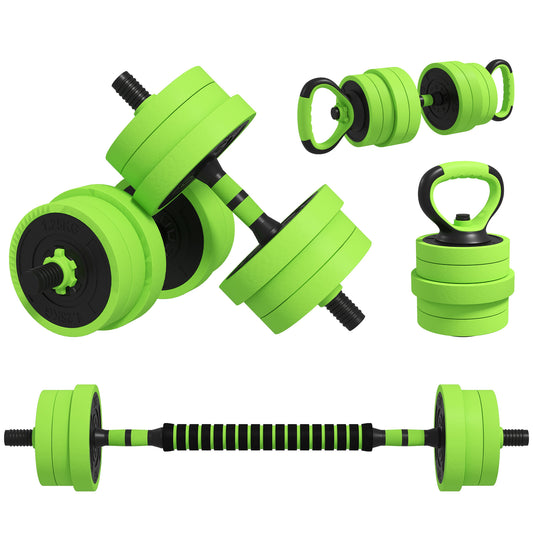 SPORTNOW 20kg Four-In-One Adjustable Weight Dumbbells Set, Barbell, Kettlebell, Push Up Stand