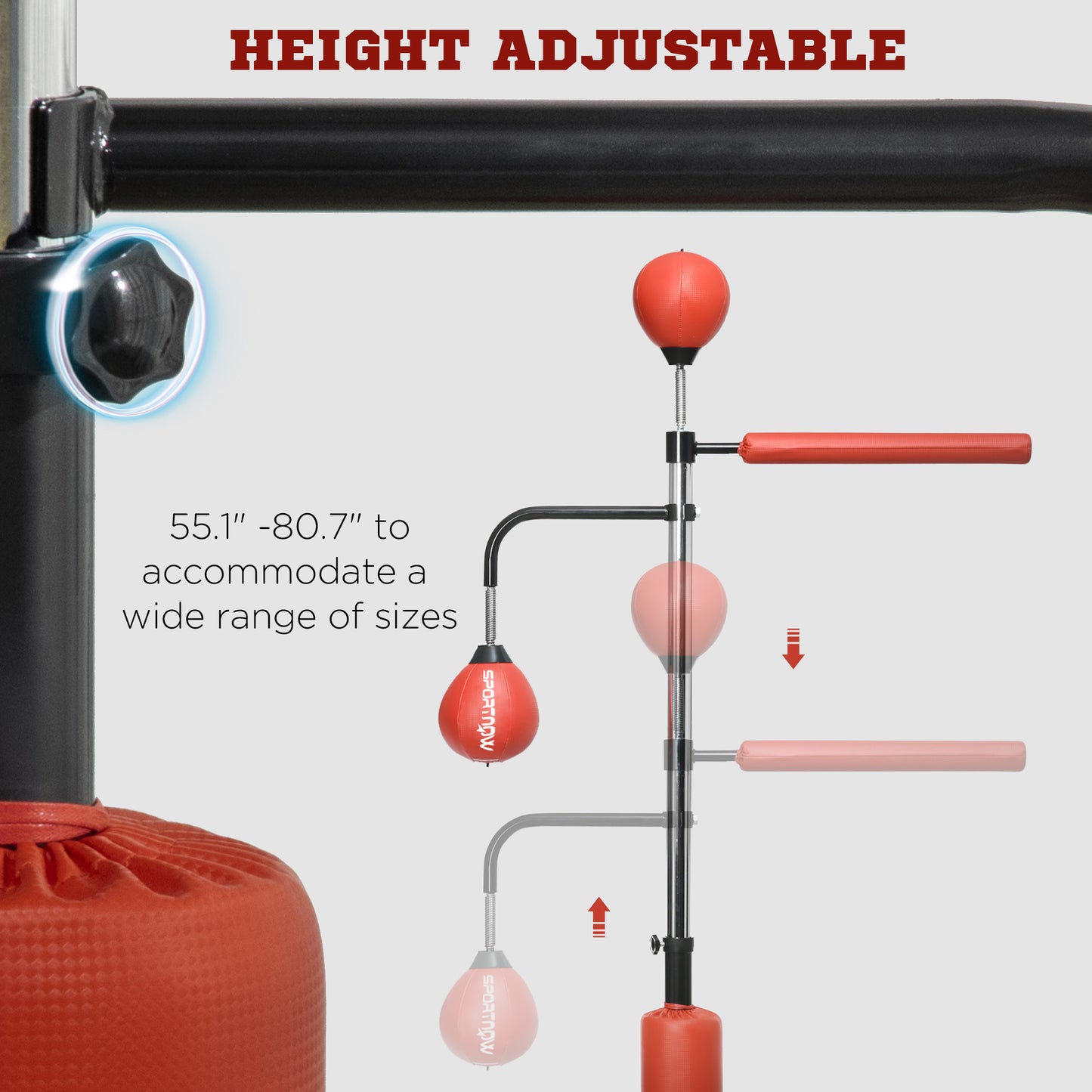SPORTNOW Boxing Bag, Freestanding Punching Bag, with Reflex Bar, Speed Balls