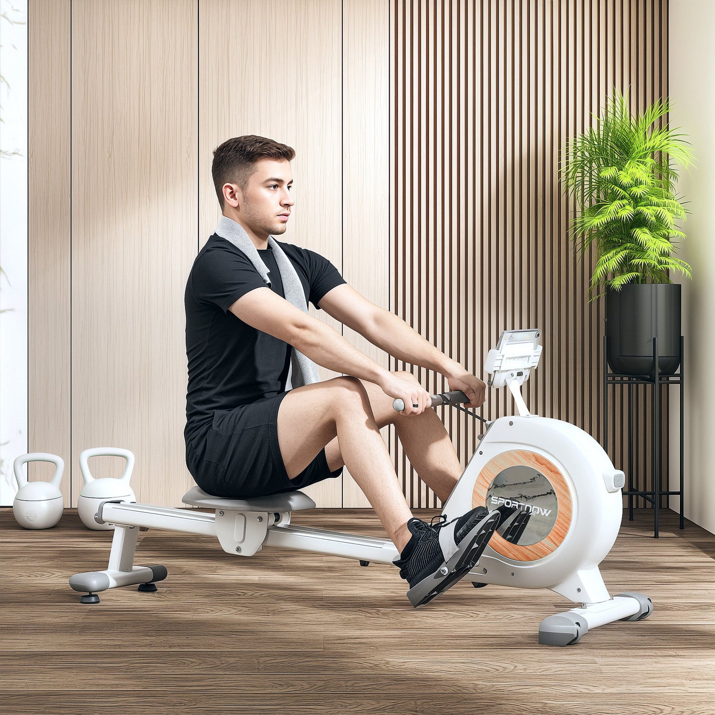 SPORTNOW Rowing Machine, 16-Level Magnetic Rower Machine with LCD Monitor and Phone Holder