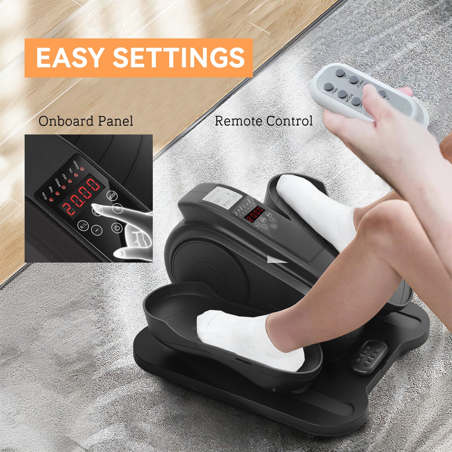 SPORTNOW Under Desk Elliptical Machine, Seated Pedal Exerciser, Mini Elliptical Trainer with LCD Monitor, Remote Control and 10 Adjustable Speed, Quiet & Portable for Seniors