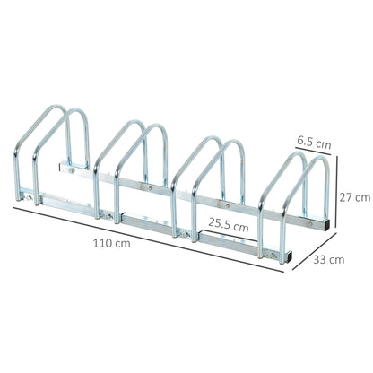 HOMCOM Bike Stand Parking Rack Floor or Wall Mount Bicycle Cycle Storage Locking Stand (4 Racks)