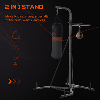 HOMCOM Freestanding Boxing Punch Bag & Speed ball Station, for Home Gym, Grey