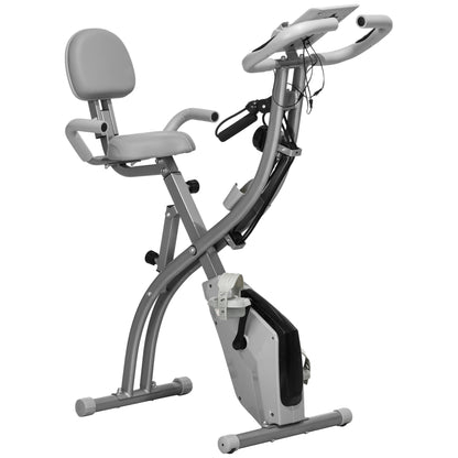 HOMCOM 2-in-1 Folding Exercise Bike with 8-Level Magnetic Resistance, Arm Resistance Band, Pulse Sensor