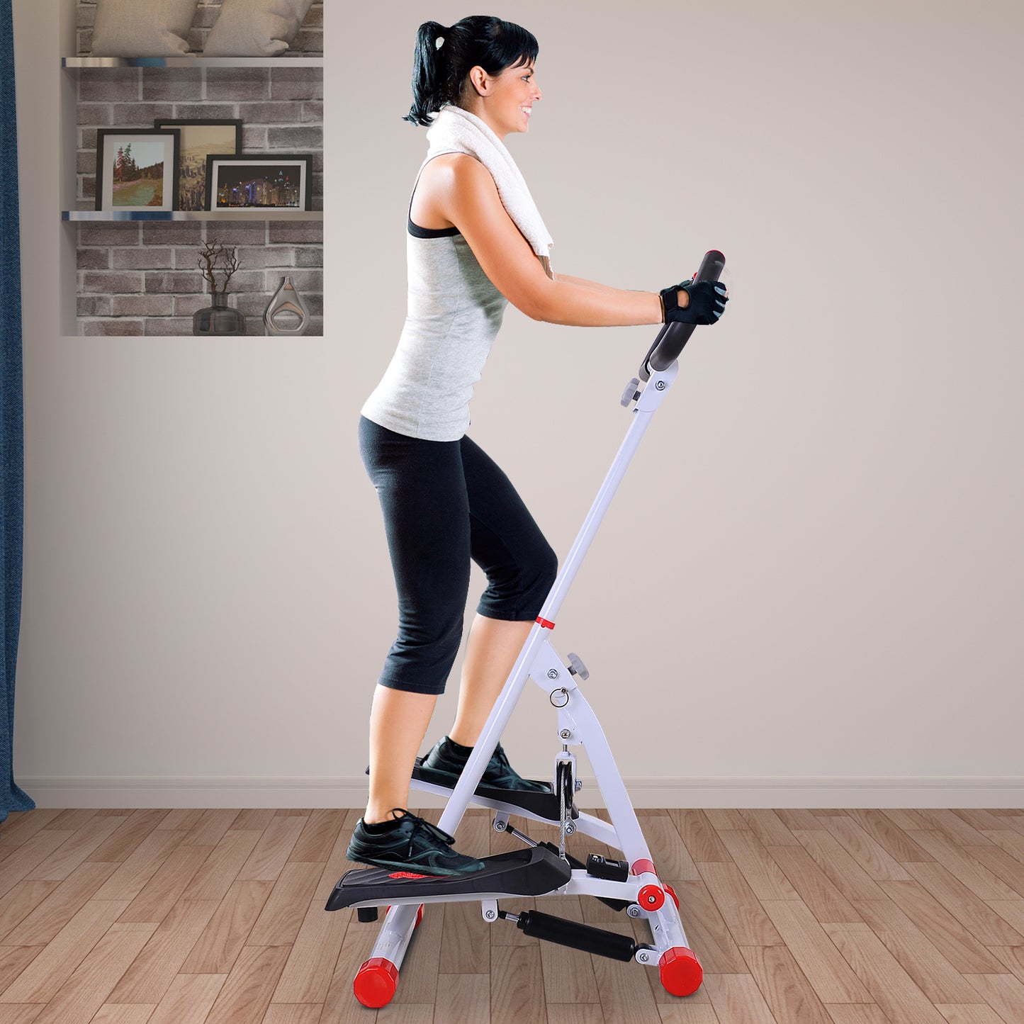 HOMCOM Stepper w/ Handle Hand Grip Workout Fitness Machine For Fitness Aerobic Exercise Home Gym