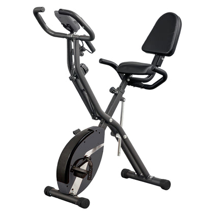 SPORTNOW 5-In-1 Folding Exercise Bike with Arm Workout Bands, Quiet 8-Level Magnetic Resistance Foldable Exercise Bike with LCD, Tablet Holder, Hand Pulse Sensor for Home Use Indoor Cycling