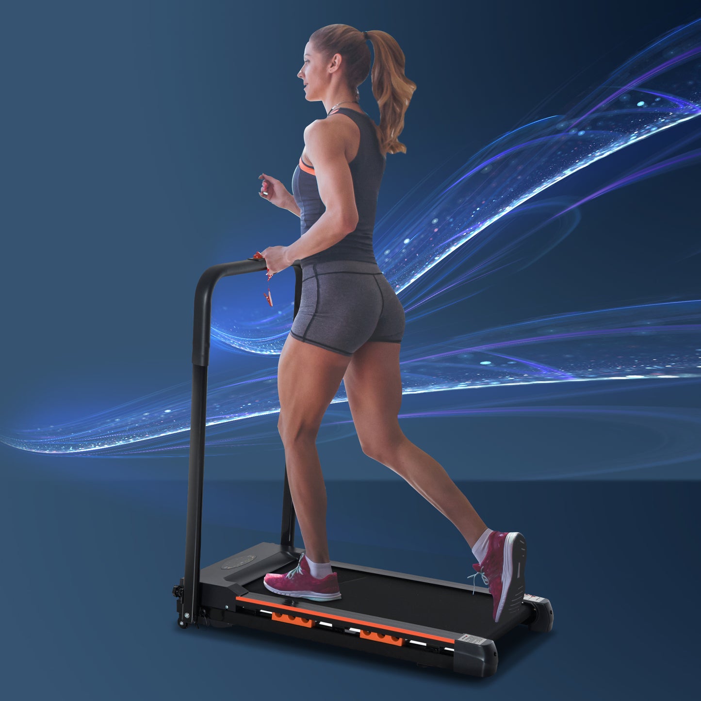HOMCOM Steel Folding Motorized Home Treadmill w/ LCD Monitor