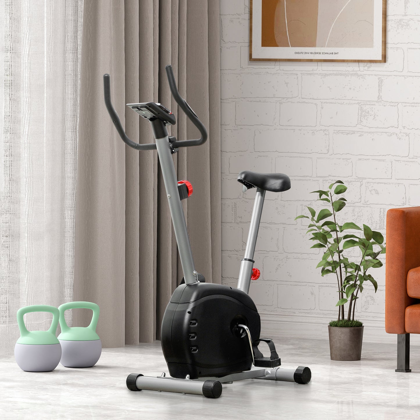 SPORTNOW Quiet Exercise Bike with 8-Level Magnetic Resistance and Heart Rate Sensor, for Home Gym