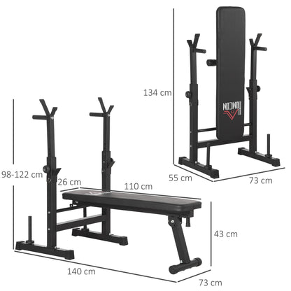 HOMCOM Adjustable Weight Bench, Foldable Bench, with Barbell Rack