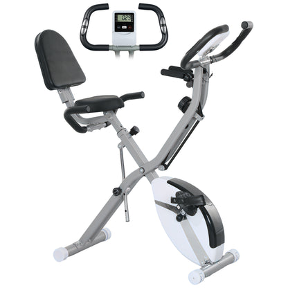 SPORTNOW 5-In-1 Folding Exercise Bike with Arm Workout Bands, Quiet 8-Level Magnetic Resistance Foldable Exercise Bike with LCD, Tablet Holder, Hand Pulse Sensor for Home Use Indoor Cycling