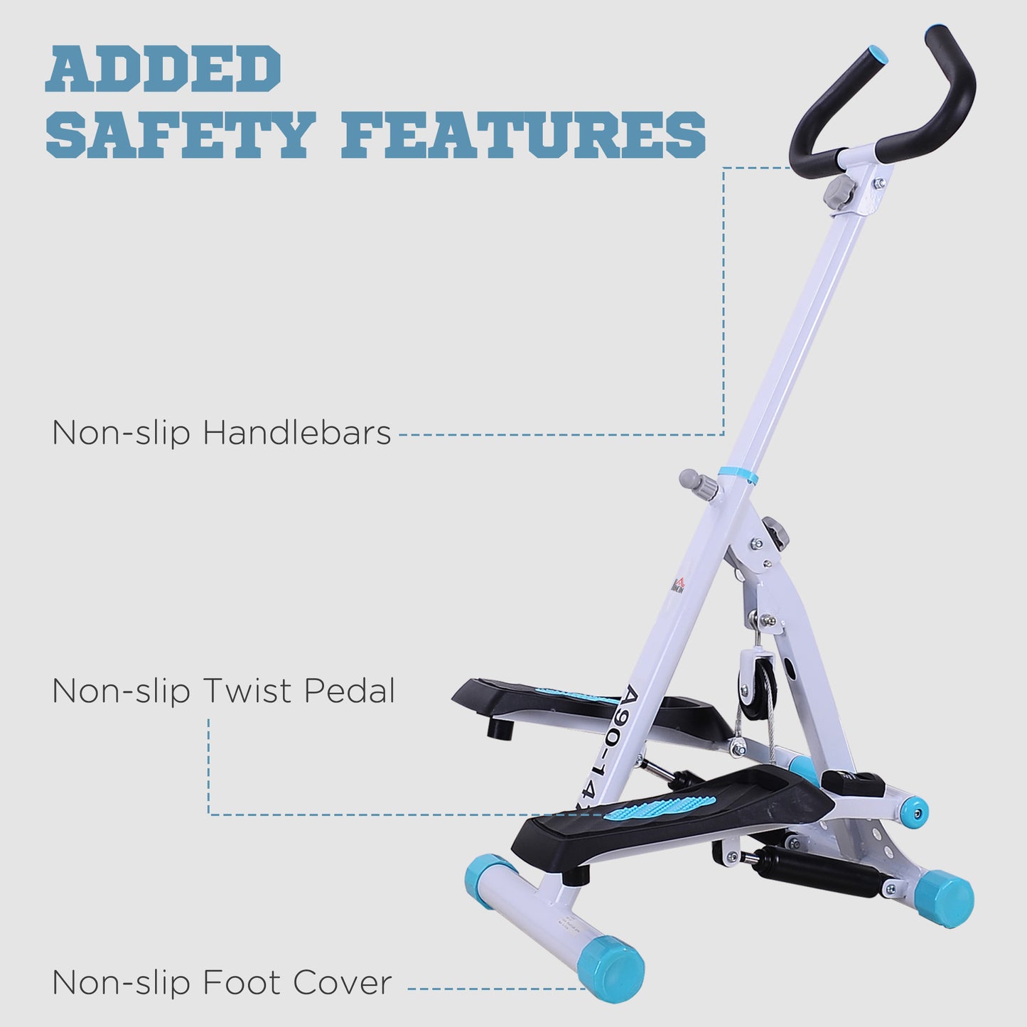 HOMCOM Stepper w/ Handle Hand Grip Workout Fitness Machine For Fitness Aerobic Exercise Home Gym