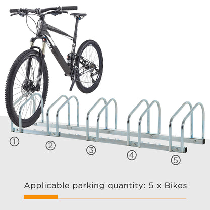 HOMCOM Bike Stand Parking Rack Floor or Wall Mount Bicycle Cycle Storage Locking Stand (5 Racks)