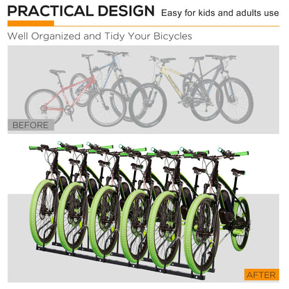 HOMCOM Bike Stand Parking Rack Floor or Wall Mount Bicycle Cycle Storage Locking Stand 179L x 33W x 27H (6 Racks)