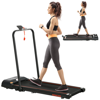 HOMCOM Foldable Walking Treadmill, with LED Display and Wheels, for Home, Office & Fitness Studio