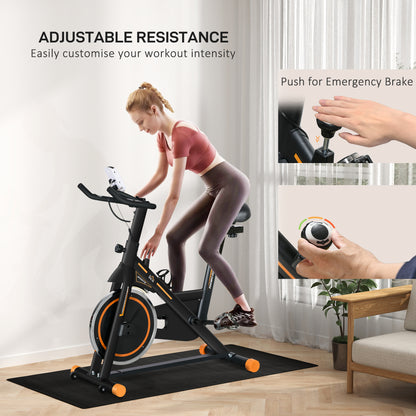 HOMCOM Exercise Bike, Indoor Cycling, with LCD Display, Heart Rate, Sensor