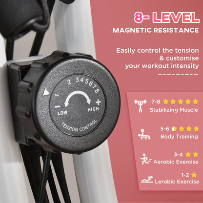 HOMCOM 2-in-1 Folding Exercise Bike with 8-Level Magnetic Resistance, Arm Resistance Band, Pulse Sensor