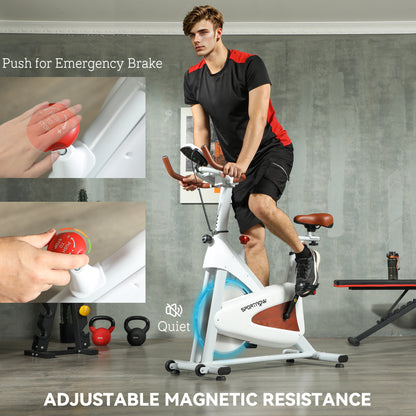 SPORTNOW Indoor Exercise Bike, Quiet Stationary Bike, Stylish Cycling Machine with Adjustable Seat and Resistance, LCD Monitor, Tablet Holder, for Home Gym Cardio Workout
