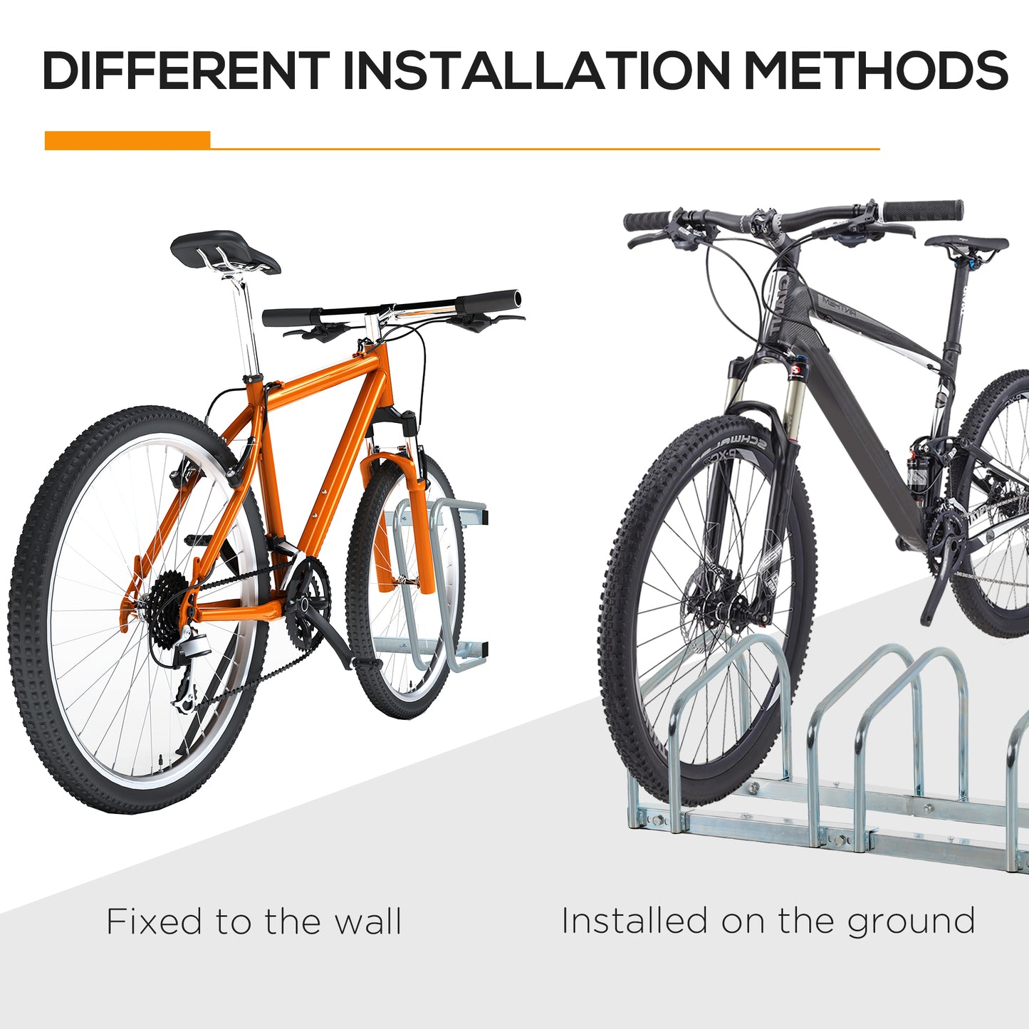 HOMCOM Bike Stand Parking Rack Floor or Wall Mount Bicycle Cycle Storage Locking Stand (4 Racks)