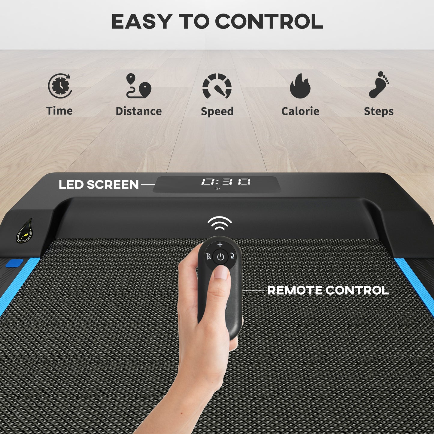 SPORTNOW 2.5HP Walking Pad, 1-6km/h Folding Treadmill with Remote Control and LED Display for Home Gym Office