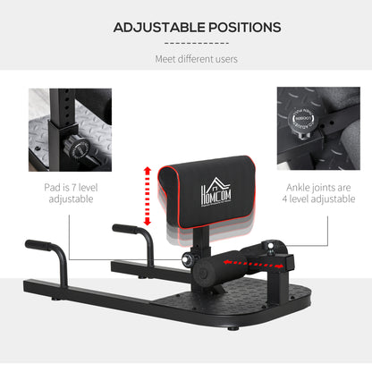 HOMCOM Squat Machine with Push Up Stand, Padded Hip Thrust Bench with Adjustable Cushion for Home Gym Work Out