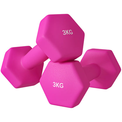 SPORTNOW 2 x 3kg Hexagonal Dumbbells Weights Set with Non-Slip Grip for Home Gym Workout