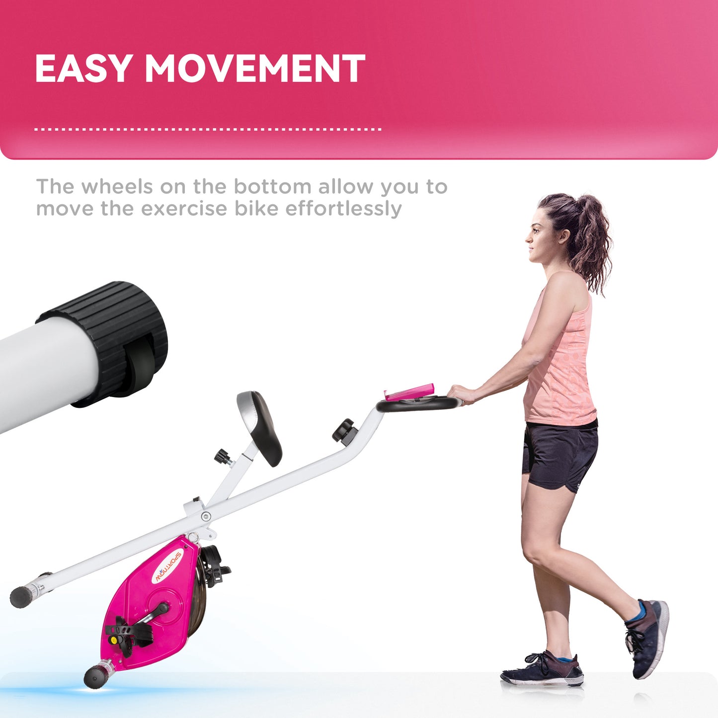 SPORTNOW Folding and Quiet Exercise Bike with 8-Level Magnetic Resistance and Heart Rate Sensor, for Home Gym