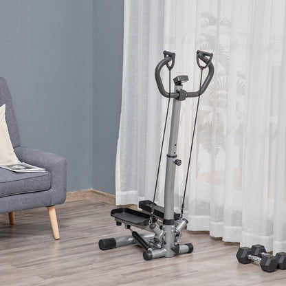 HOMCOM Adjustable Twist Stepper Fitness Step Machine, LCD Screen, Height-Adjust Handlebars, Home Gym