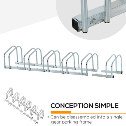 HOMCOM Bike Stand Parking Rack Floor or Wall Mount Bicycle Cycle Storage Locking Stand 179L x 33W x 27H (6 Racks)