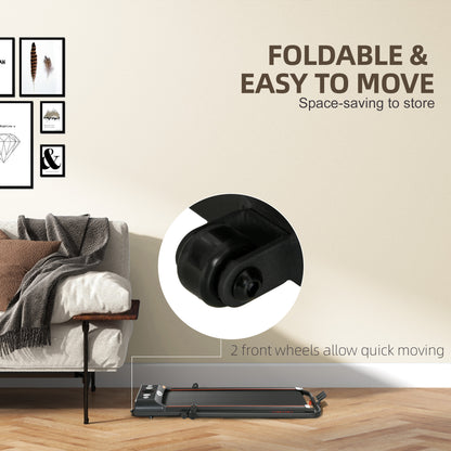 HOMCOM Foldable Walking Treadmill, with LED Display and Wheels, for Home, Office & Fitness Studio