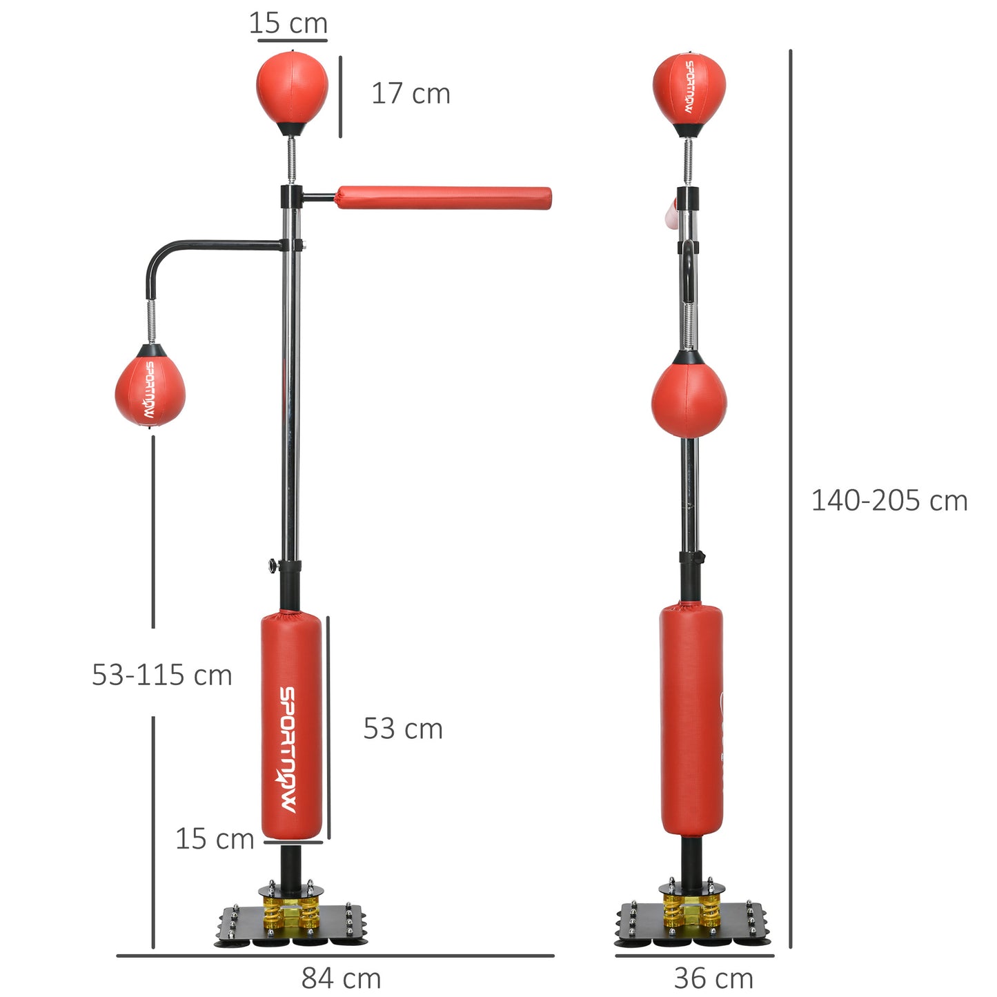 SPORTNOW Boxing Bag, Freestanding Punching Bag, with Reflex Bar, Speed Balls