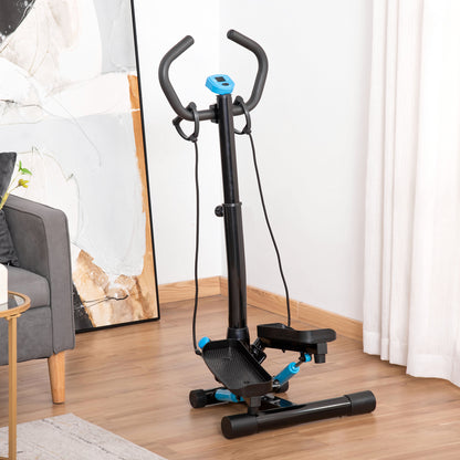 HOMCOM Adjustable Twist Stepper Fitness Step Machine, LCD Screen, Height-Adjust Handlebars, Home Gym