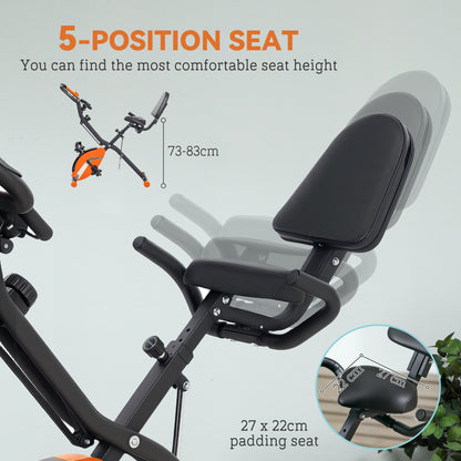 SPORTNOW 5-In-1 Folding Exercise Bike with Arm Workout Bands, Quiet 8-Level Magnetic Resistance Foldable Exercise Bike with LCD, Tablet Holder, Hand Pulse Sensor for Home Use Indoor Cycling
