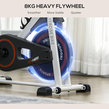 HOMCOM Exercise Bike, 8kg Flywheel Stationary Bike Indoor Cycling Machine with Adjustable Resistance Seat Handlebar