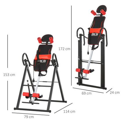 HOMCOM Gravity Inversion Table with Safety Belt Adjustable Hand Stand for Muscle Pain Relief