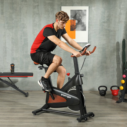 SPORTNOW Indoor Exercise Bike, Quiet Stationary Bike, Stylish Cycling Machine with Adjustable Seat and Resistance, LCD Monitor, Tablet Holder, for Home Gym Cardio Workout
