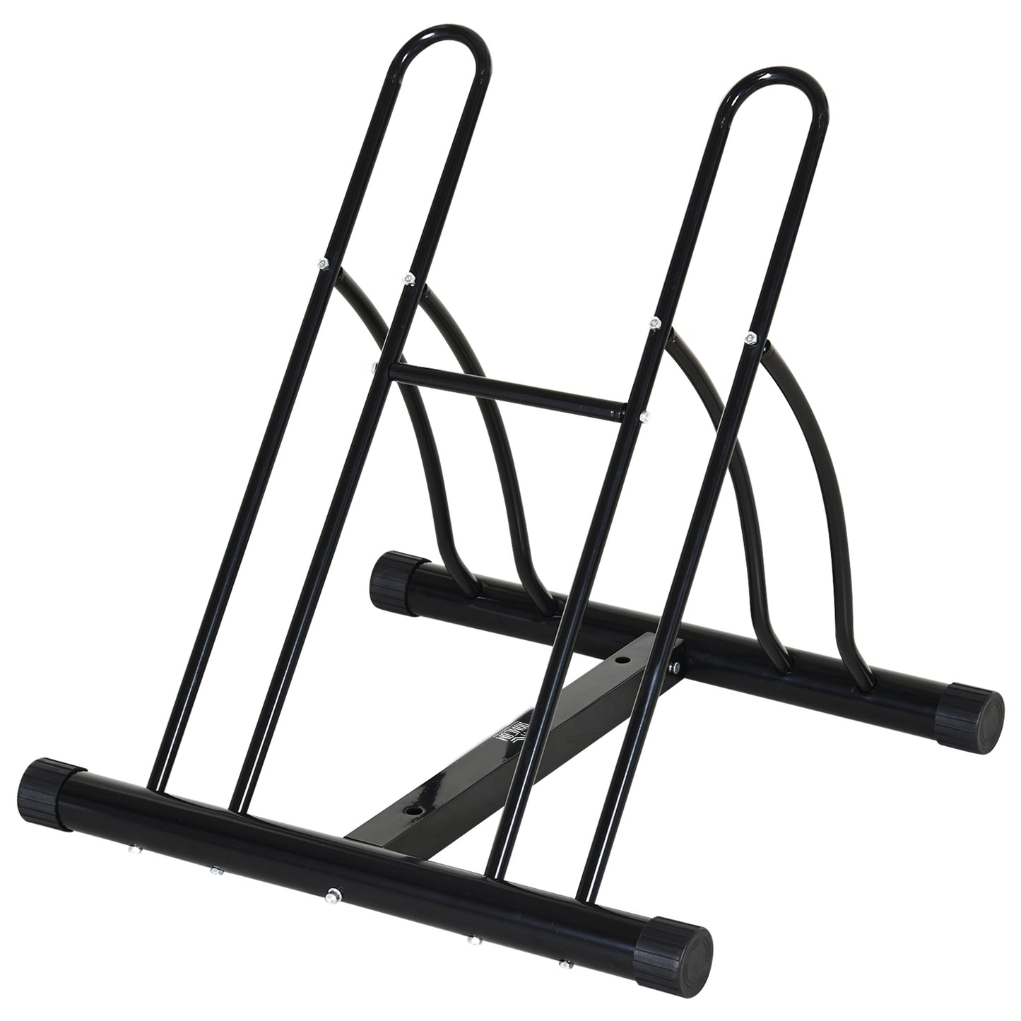 HOMCOM 2 Bike Floor Parking Stand Rack Indoor Outdoor Ground Reversible - Black
