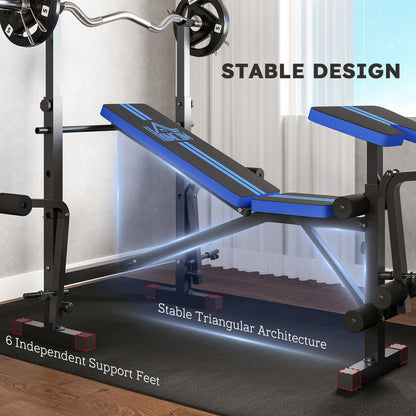 HOMCOM Adjustable Weight Bench with Leg Developer Barbell Rack for Weight Lifting and Strength Training Multifunctional Workout Station for Home Gym Fitness