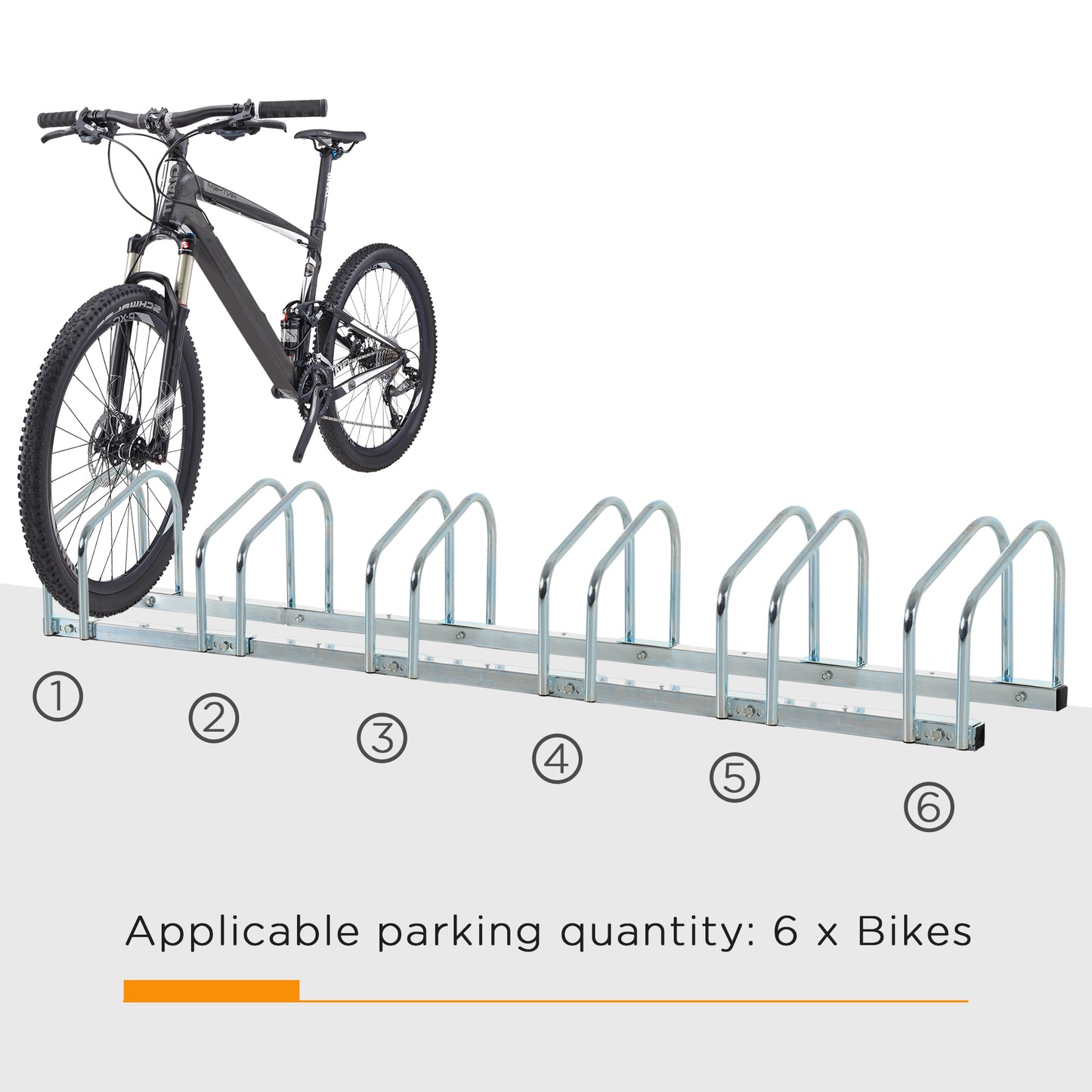 HOMCOM Bike Stand Parking Rack Floor or Wall Mount Bicycle Cycle Storage Locking Stand 179L x 33W x 27H (6 Racks)