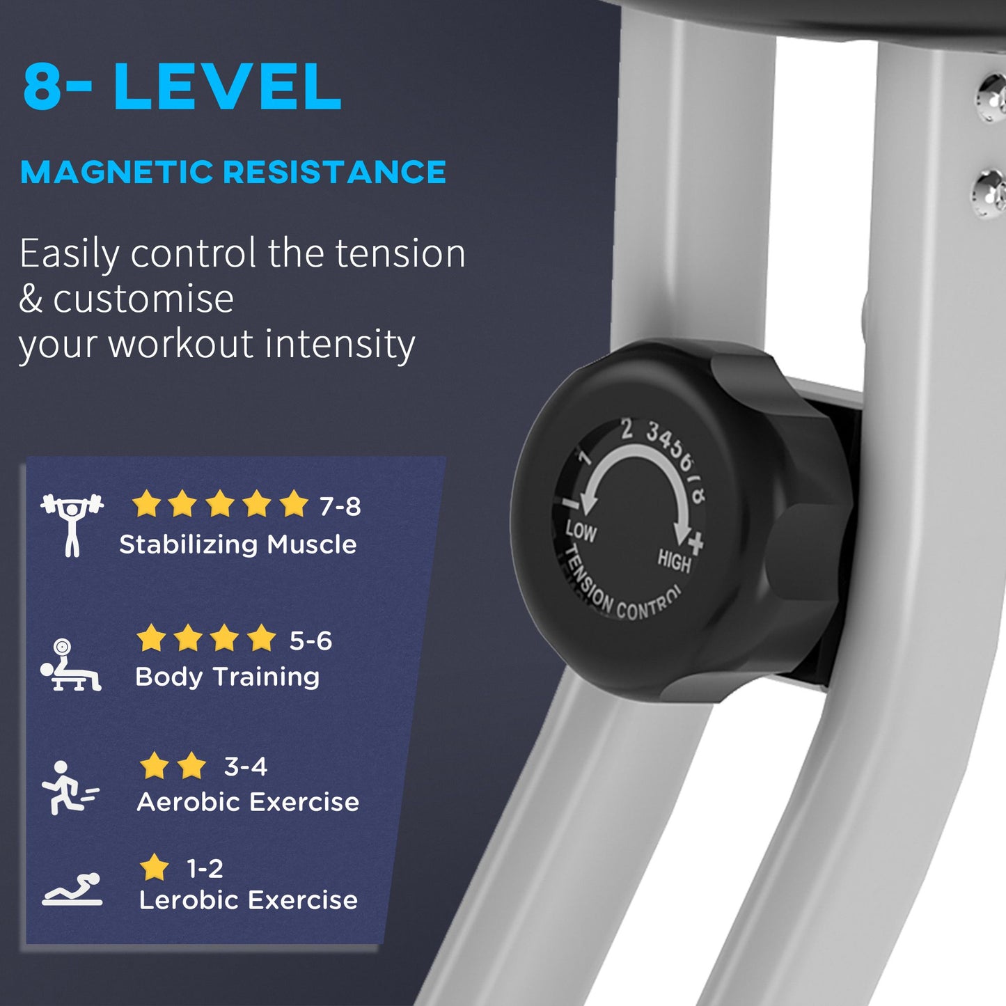 HOMCOM Folding Exercise Bike, Fitness Bicycle Indoor Trainer, 8-Level Magnetic Resistance Adjustable, with LCD Monitor, Pulse Sensor