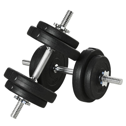 HOMCOM 20KG Adjustable Weights Dumbbells Set, Dumbbell Hand Weights for Home Office Gym Body Fitness Lifting Training