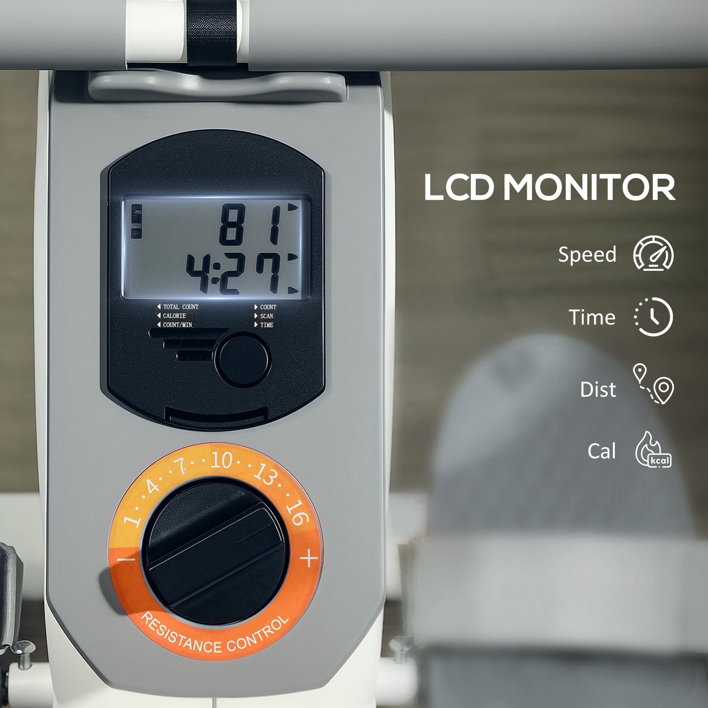 SPORTNOW Rowing Machine, 16-Level Magnetic Rower Machine with LCD Monitor and Phone Holder