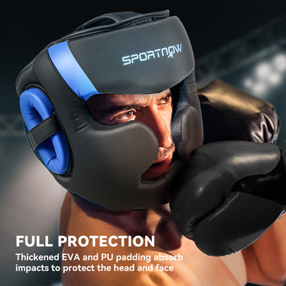 SPORTNOW Boxing Headguard, Boxing Headgear Helmet with Adjustable Strap for Full Face Protection for Kickboxing Sparring Martial Arts Karate Taekwondo