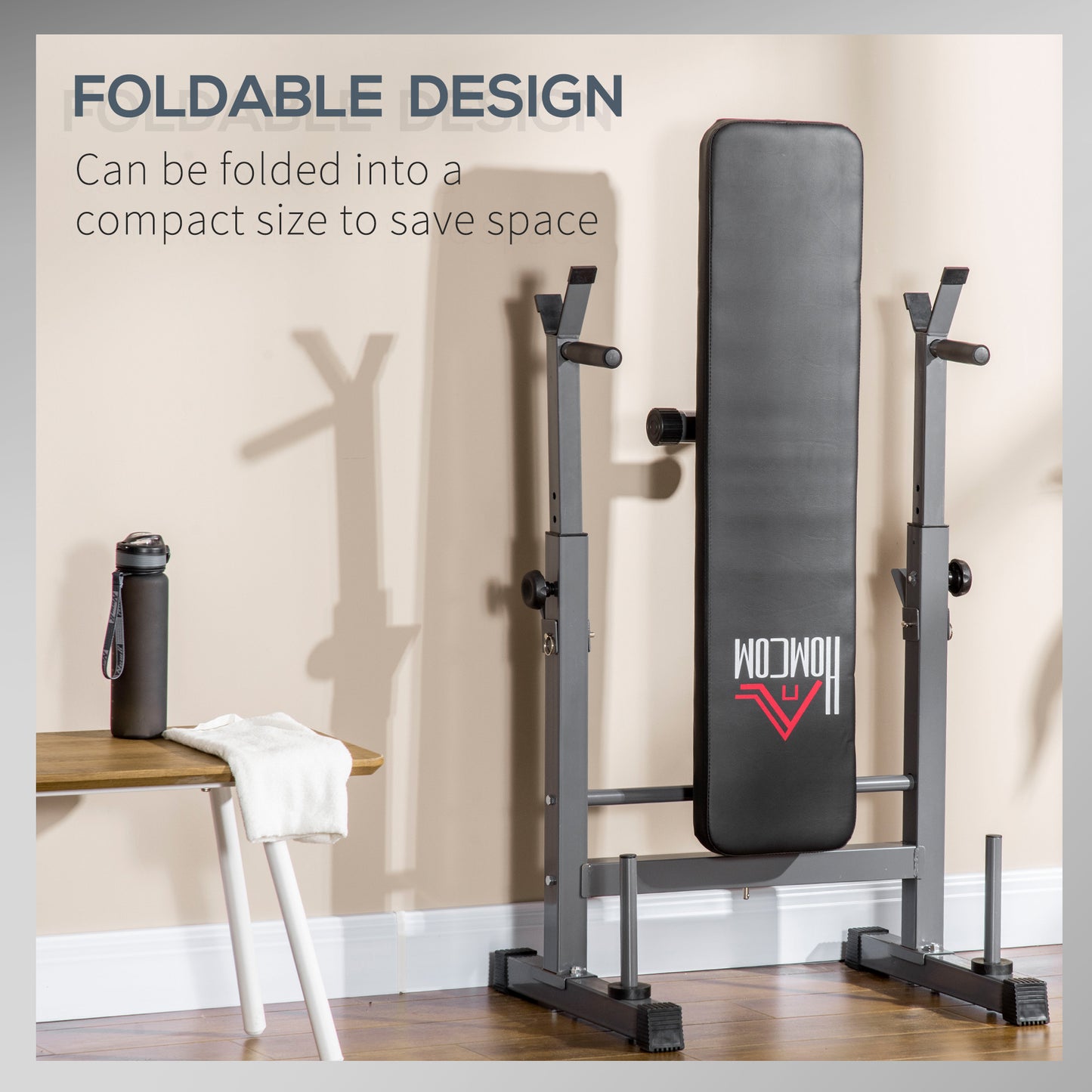 HOMCOM Adjustable Weight Bench, Foldable Bench, with Barbell Rack