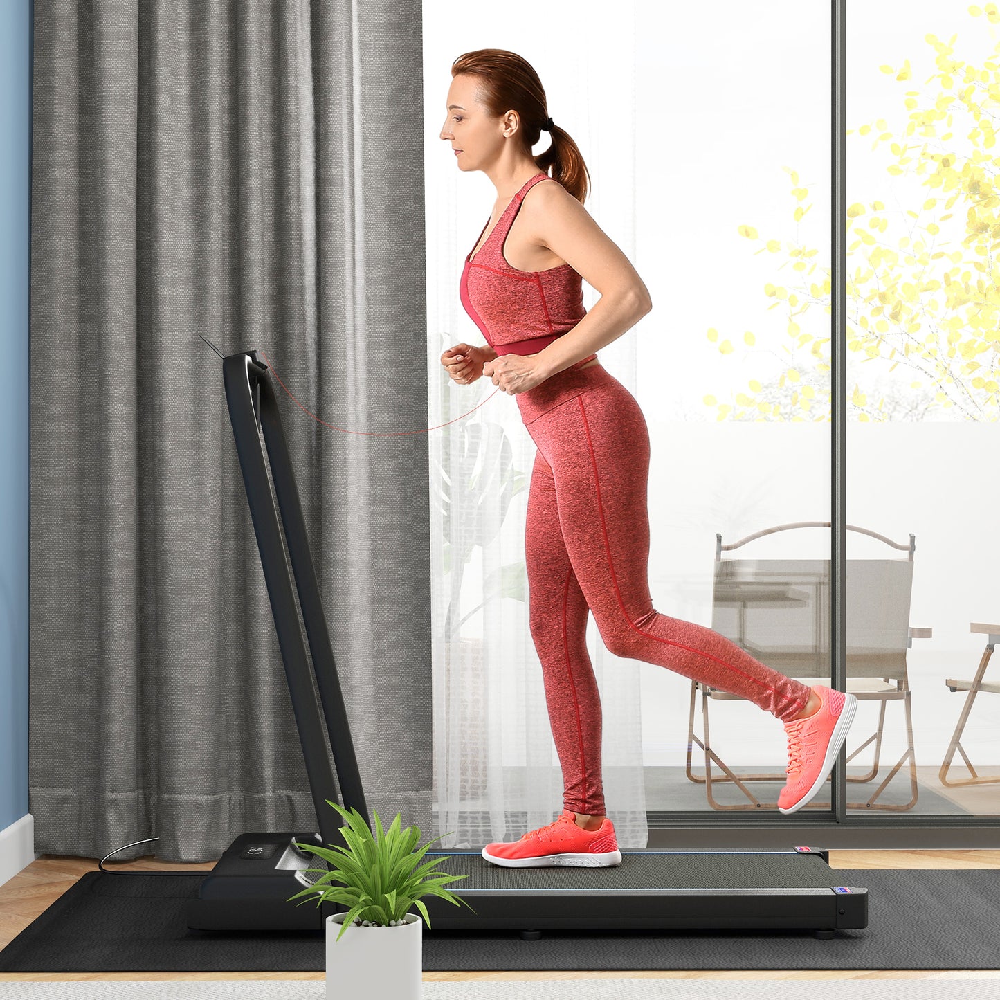 SPORTNOW 2.5HP Walking Pad, 1-6km/h Folding Treadmill with Remote Control and LED Display for Home Gym Office
