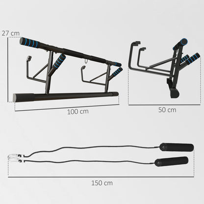 SPORTNOW Pull-Up Bar, No-Drilling Chin-Up Bar, Push-Up Stand with Resistance Bands, Padded Handles for Home Gym Exercise