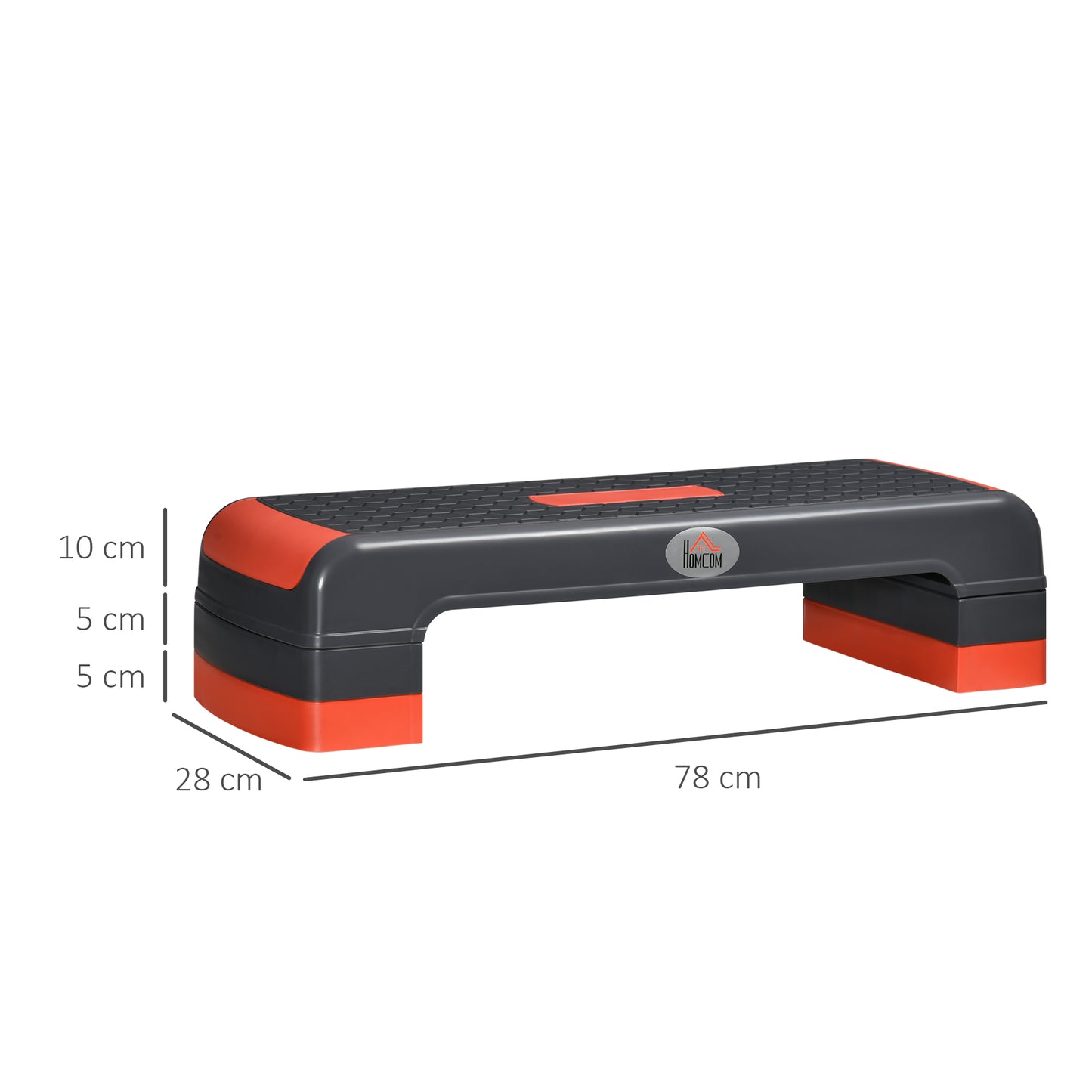 HOMCOM Aerobic Step, 10cm, 15cm & 20cm Height Adjustable Exercise Stepper for Exercise Workout, Nonslip Step Board Great for Home & Office