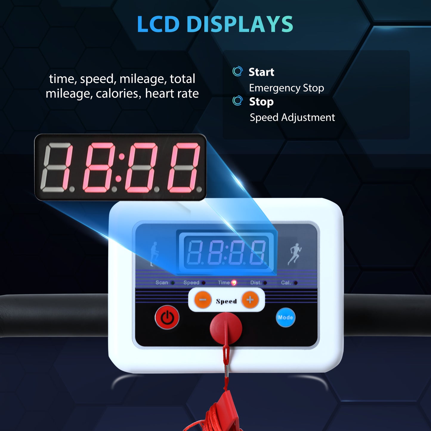 HOMCOM 1.25HP Motorised Electric Treadmill, 10km/h Folding Running Machine, Gym Fitness Exercise with LCD Monitor