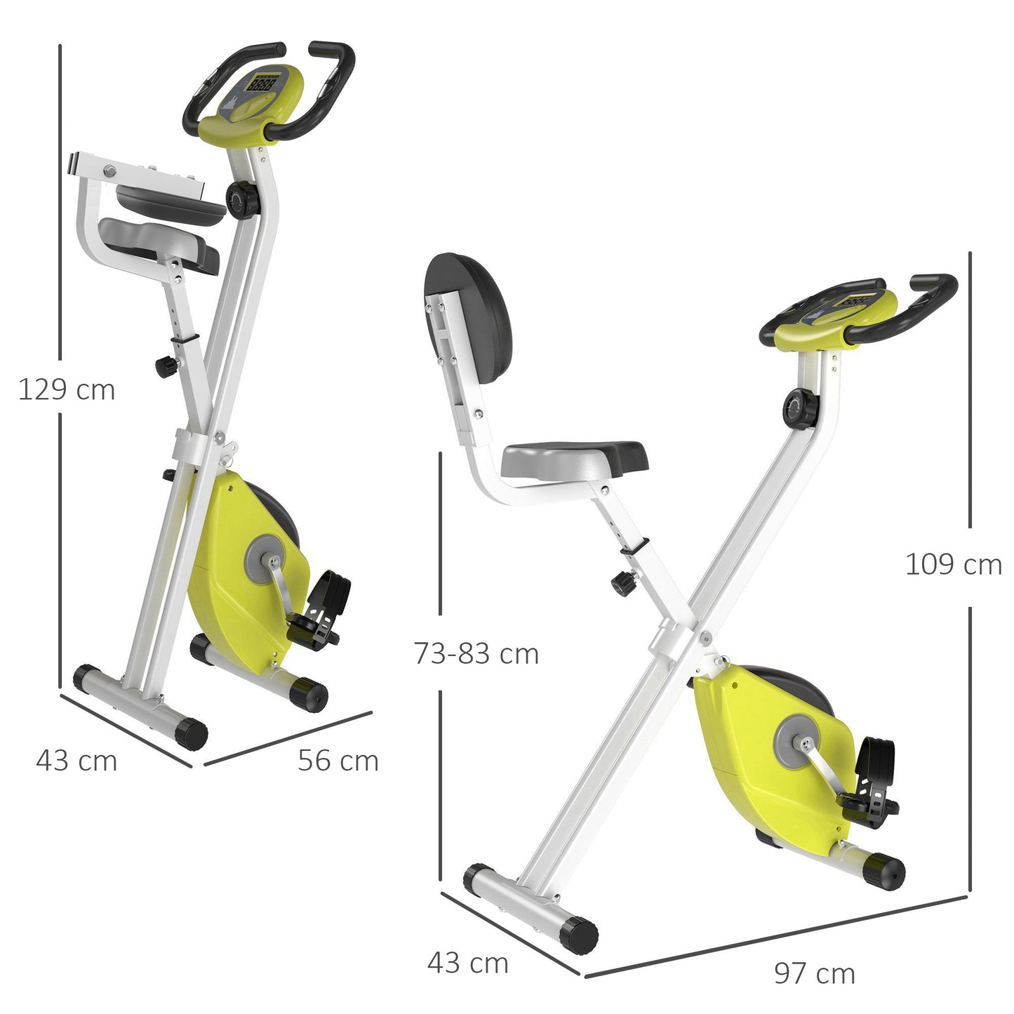 HOMCOM Folding Exercise Bike, Fitness Bicycle Indoor Trainer, 8-Level Magnetic Resistance Adjustable, with LCD Monitor, Pulse Sensor