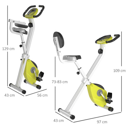 HOMCOM Folding Exercise Bike, Fitness Bicycle Indoor Trainer, 8-Level Magnetic Resistance Adjustable, with LCD Monitor, Pulse Sensor